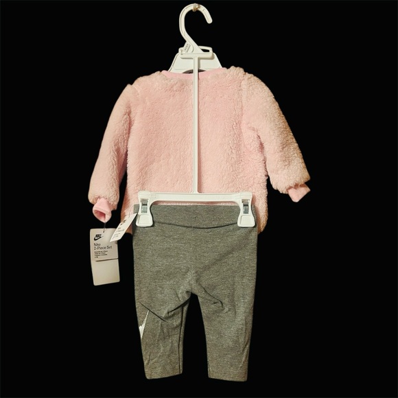 Nike Soft Pink Fleece Set with Gray Leggings - Picture 2 of 6